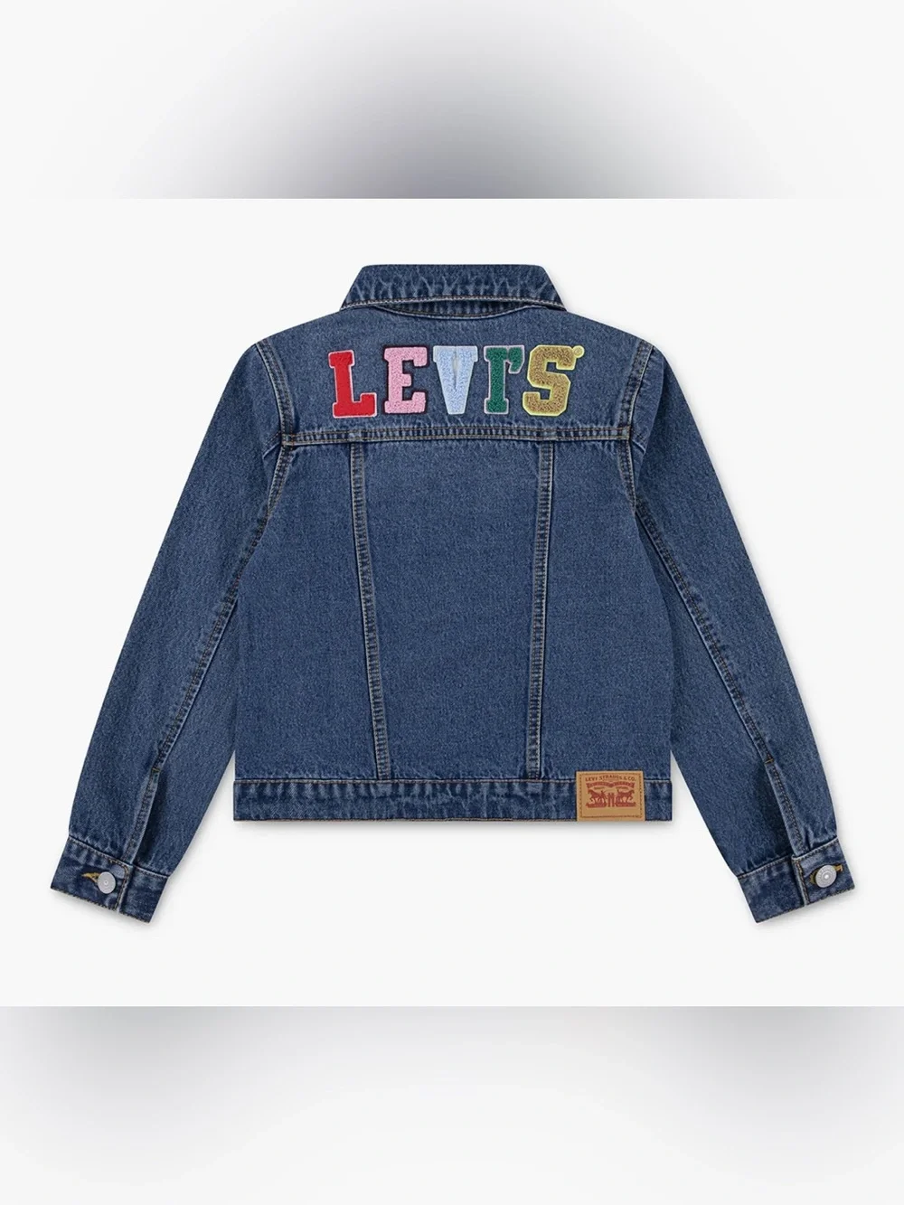 Levi's Blue Denim Kids Jacket with Playful Patch Accents | Size XL